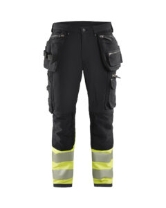 Pantalon artisan haute-visibilité stretch 4D Noir/Jaune fluo