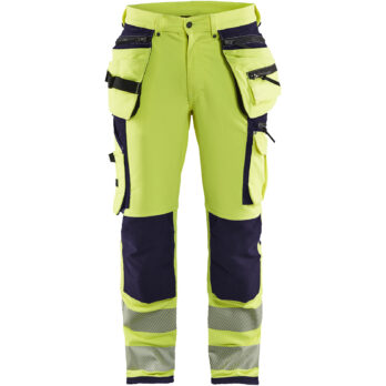 Pantalon artisan haute-visibilité stretch 4D Jaune fluo/Marine