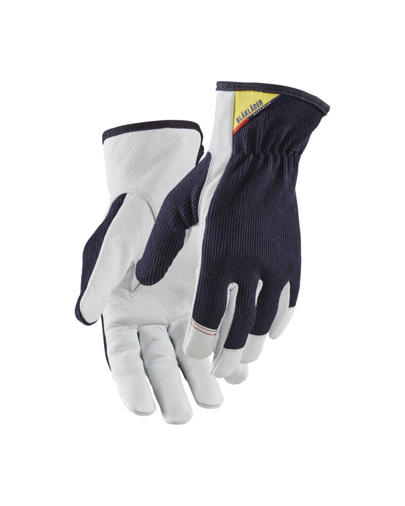 Gants de protection en cuir Marine foncé/Blanc