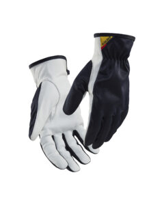 Gants de protection en cuir Marine foncé/Blanc