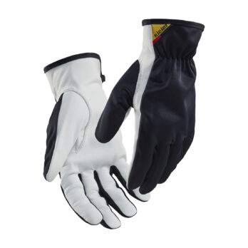 Gants de protection en cuir Marine foncé/Blanc