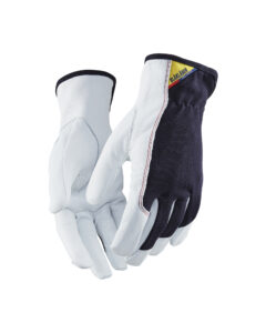 Gants de protection en cuir Marine foncé/Blanc