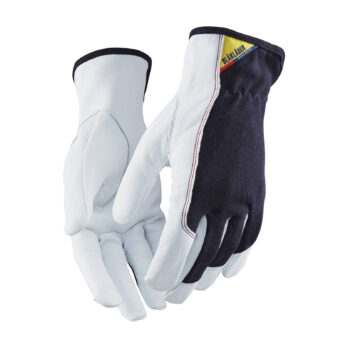 Gants de protection en cuir Marine foncé/Blanc