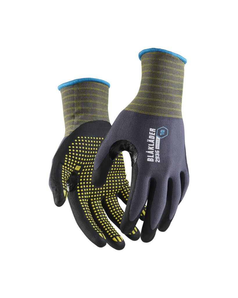 Gants de travail nitrile avec adhérence par points Gris clair