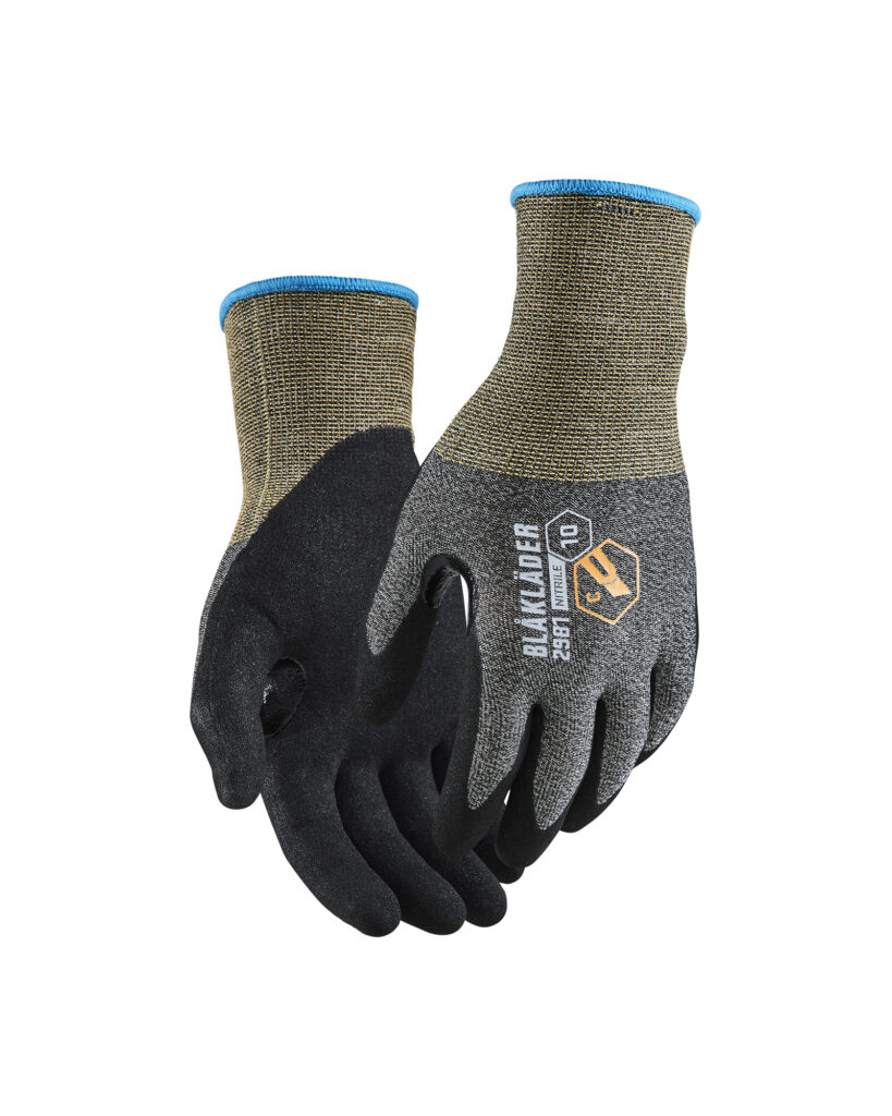 Gants de travail en nitrile trempé anti coupure niveau C Noir