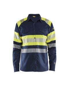 Chemise multinormes inhérent Marine/Jaune fluo