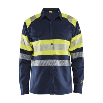 Chemise multinormes inhérent Marine/Jaune fluo