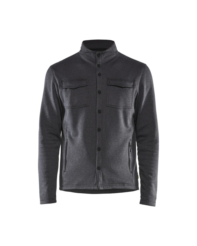 Chemise en polaire piqué Noir/Gris clair