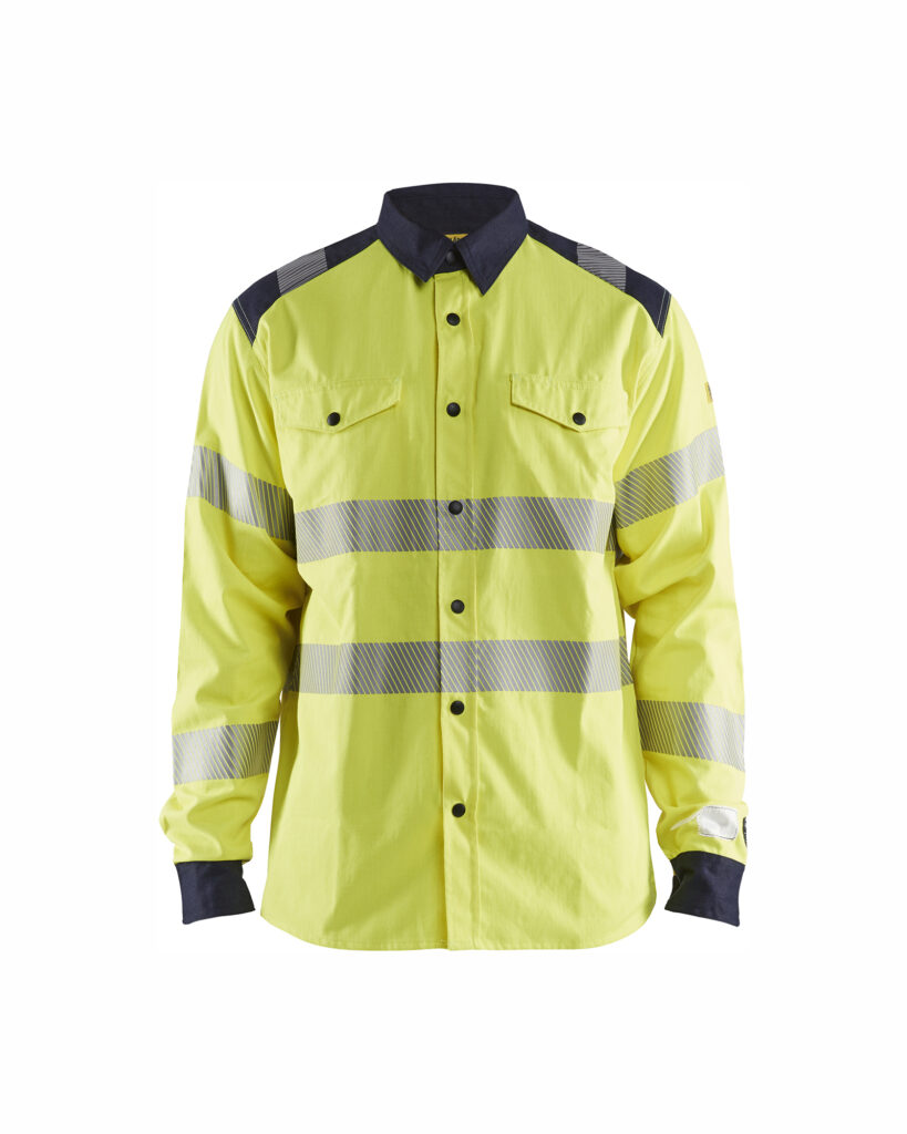 Chemise multinormes inhérent Jaune fluo/Marine