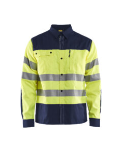 Chemise haute-visibilité Jaune fluo/Marine