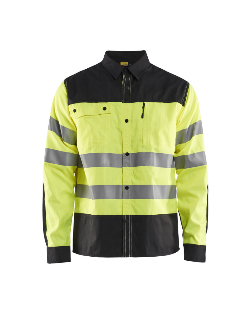 Chemise haute-visibilité Jaune fluo/Noir