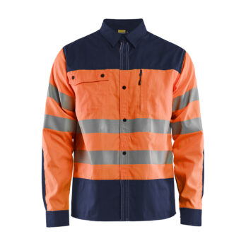 Chemise haute-visibilité Orange fluo/Marine