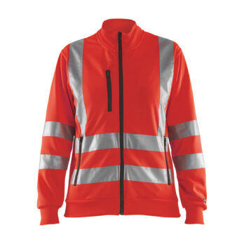 Sweat zippé HV femme Rouge fluo