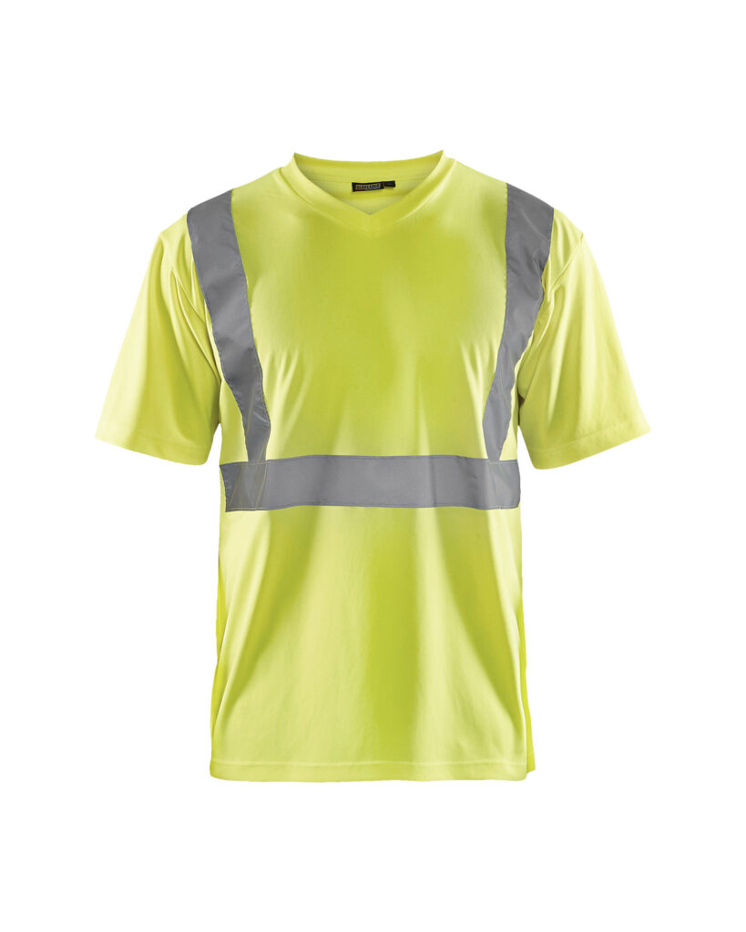 T-shirt haute visibilité col V Jaune fluo