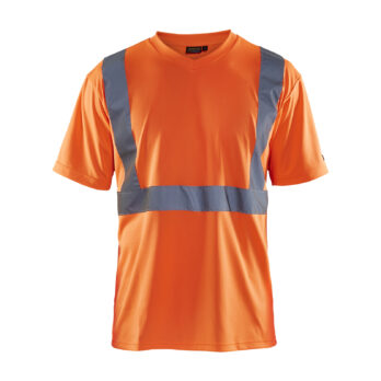 T-shirt haute visibilité col V Orange fluo