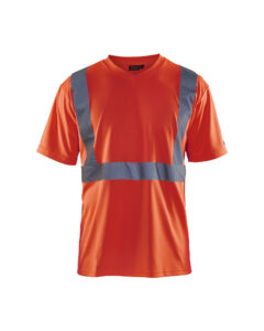 T-shirt haute visibilité col V Rouge fluo