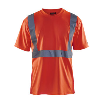 T-shirt haute visibilité col V Rouge fluo