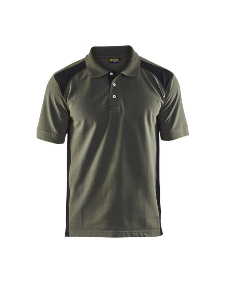 Polo Piqué Vert armée/Noir