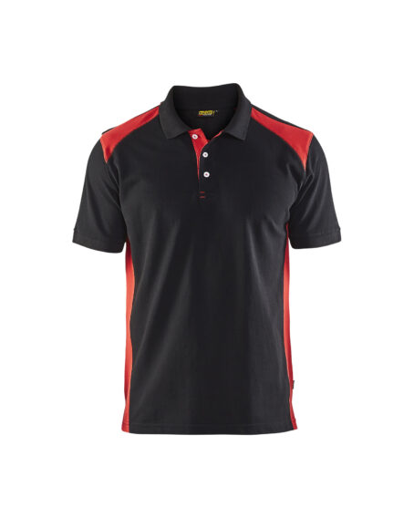 Polo Piqué Noir/Rouge