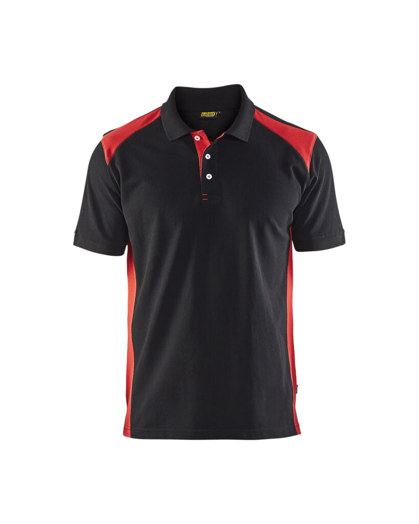 Polo Piqué Noir/Rouge