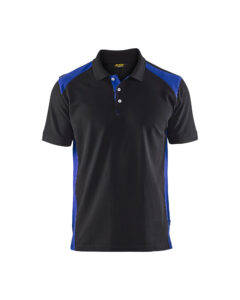 Polo Piqué Noir/Bleu roi