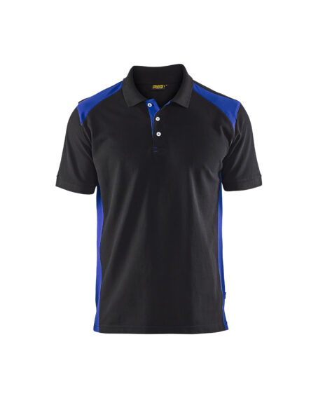 Polo Piqué Noir/Bleu roi