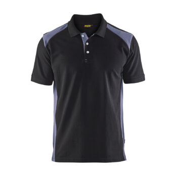 Polo Piqué Noir/Gris clair