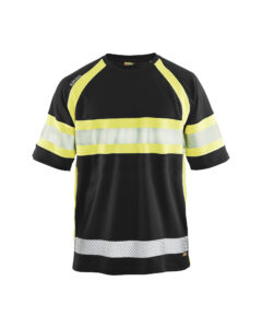 T-shirt haute visibilité anti-UV Noir/Jaune fluo