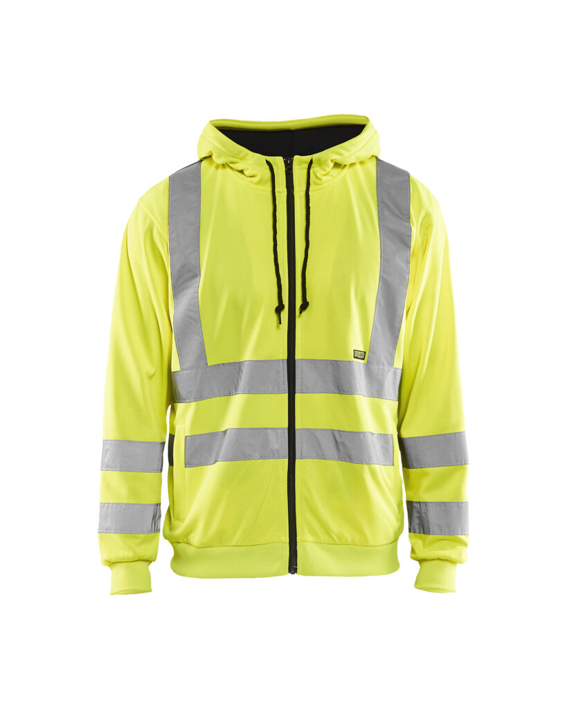 Sweat zippé à capuche haute visibilité Jaune fluo