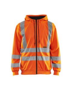 Sweat zippé à capuche haute visibilité Orange fluo