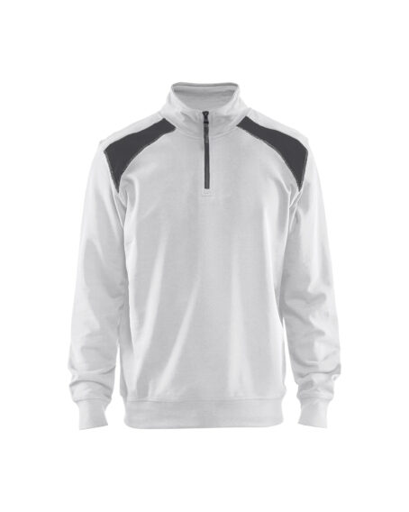 Sweat col camionneur bicolore Blanc/Gris foncé