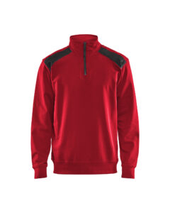 Sweat col camionneur bicolore Rouge/Noir