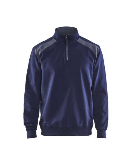 Sweat col camionneur bicolore Marine/Gris clair