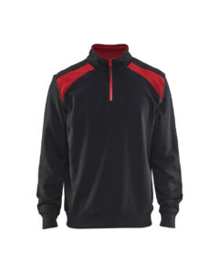 Sweat col camionneur bicolore Noir/Rouge