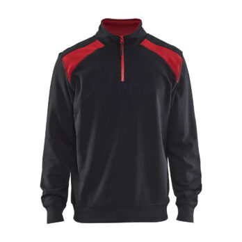 Sweat col camionneur bicolore Noir/Rouge