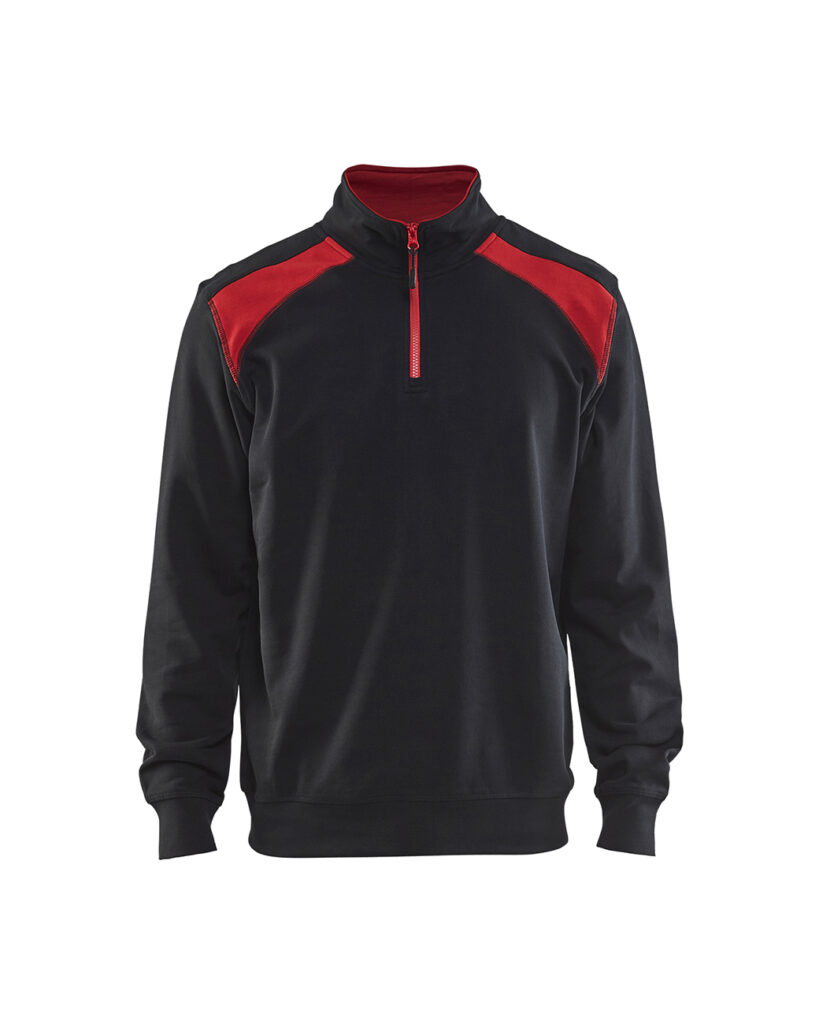 Sweat col camionneur bicolore Noir/Rouge