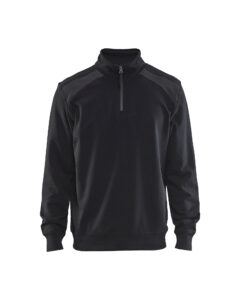 Sweat col camionneur bicolore Noir/Gris moyen