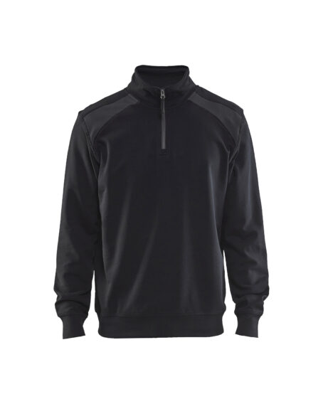 Sweat col camionneur bicolore Noir/Gris moyen