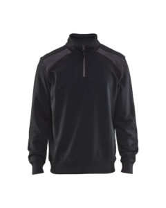 Sweat col camionneur bicolore Noir/Gris foncé