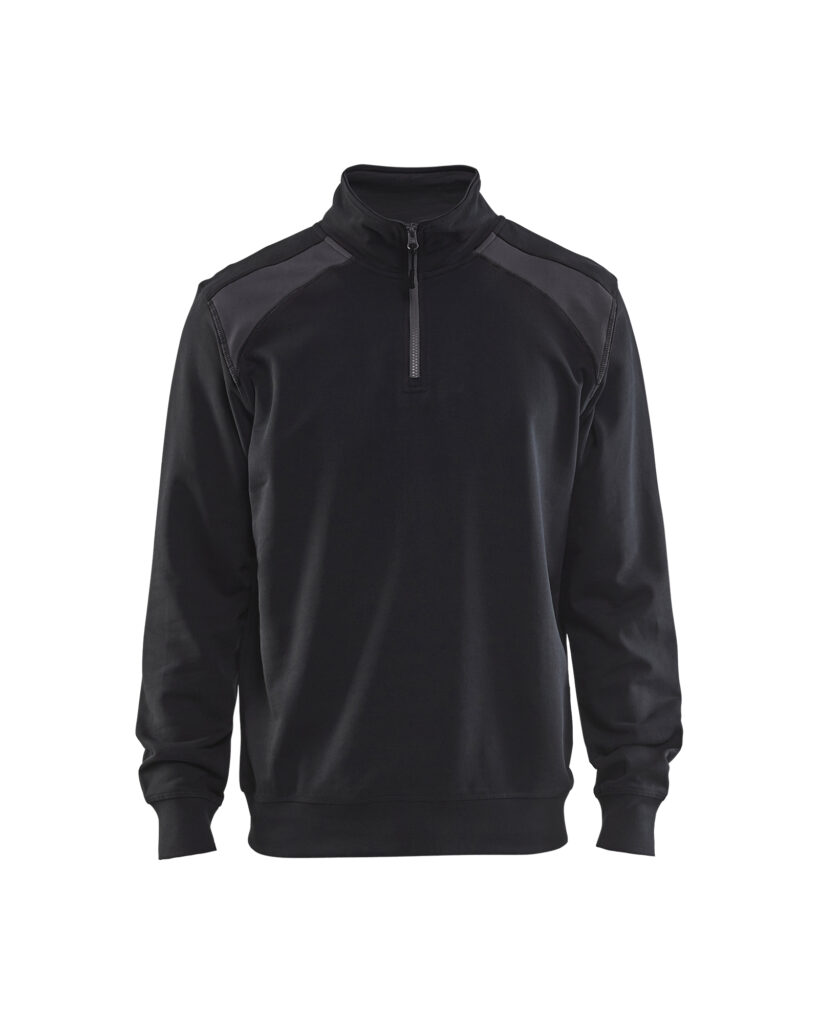 Sweat col camionneur bicolore Noir/Gris foncé