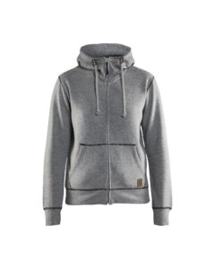 Sweat zippé à capuche femme Gris chiné