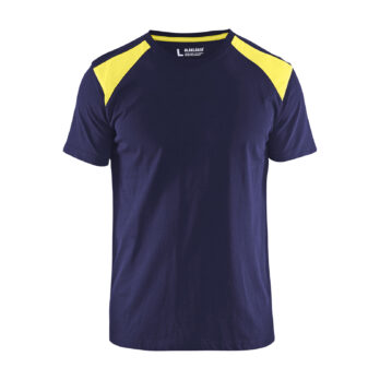 T-shirt bicolore Marine/Jaune fluo