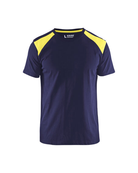 T-shirt bicolore Marine/Jaune fluo