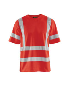 T-Shirt haute visibilité col V anti-UV Rouge fluo