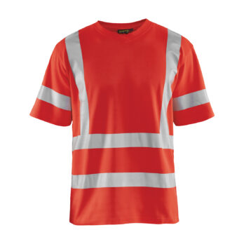 T-Shirt haute visibilité col V anti-UV Rouge fluo