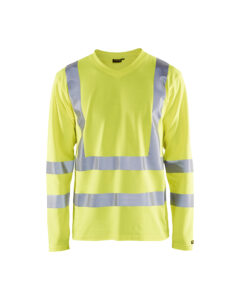 T-Shirt manches longues haute visibilité col V anti-UV Jaune fluo