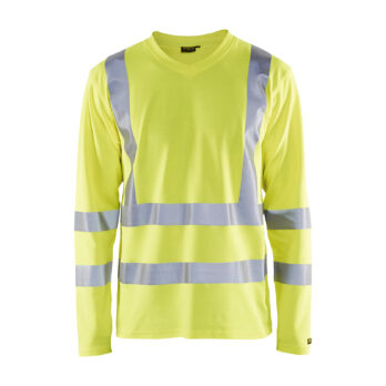 T-Shirt manches longues haute visibilité col V anti-UV Jaune fluo