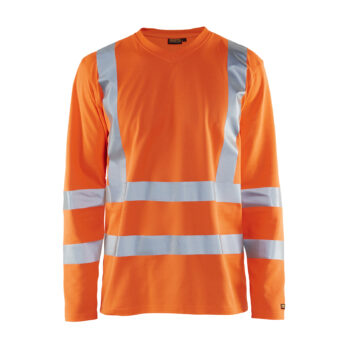 T-Shirt manches longues haute visibilité col V anti-UV Orange fluo