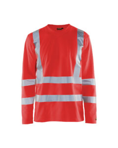 T-Shirt manches longues haute visibilité col V anti-UV Rouge fluo