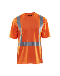 T-Shirt haute visibilité col V anti-UV anti-odeur Orange fluo